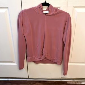Zella Take It Easy Twist French Terry Hoodie Rose Pink, Girls XL 14/16